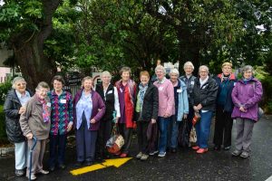 Group of Missionary Sisters of Service standing under oak trees