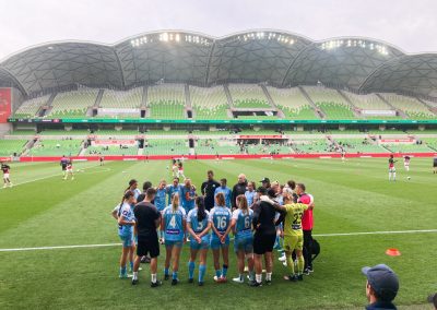Melbourne City FC players in huddle