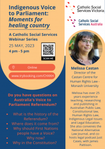 Flyer for Voice to Parliament webinar