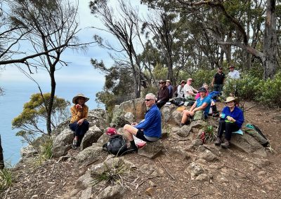 Walkers on a hiking path in Bruny Island