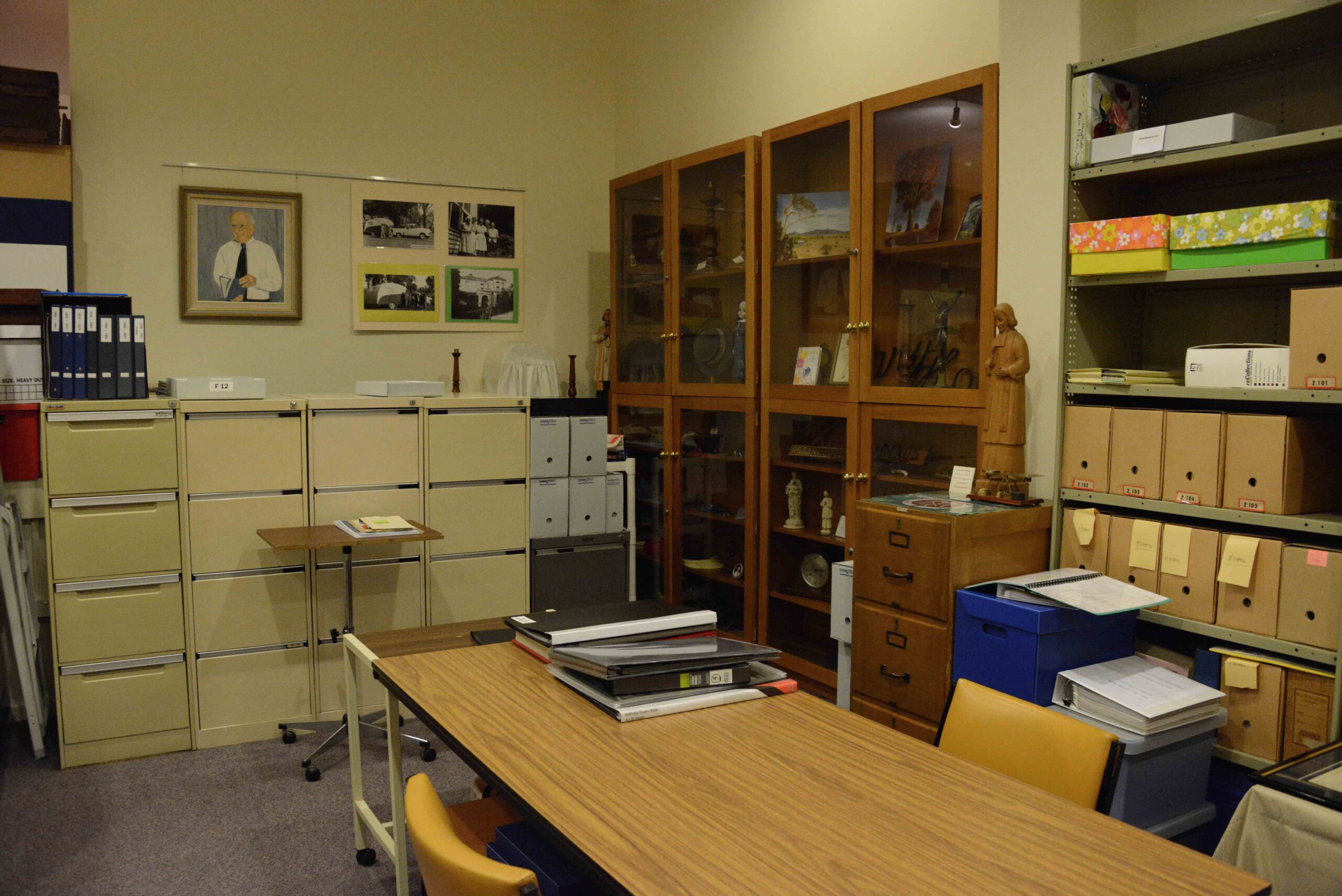 Room with archival artefacts from Missionary Sisters of Service